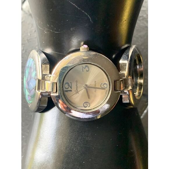 Geneva Circular bracelet watch, Multicolor cabochons, Signed - Picture 2 of 7